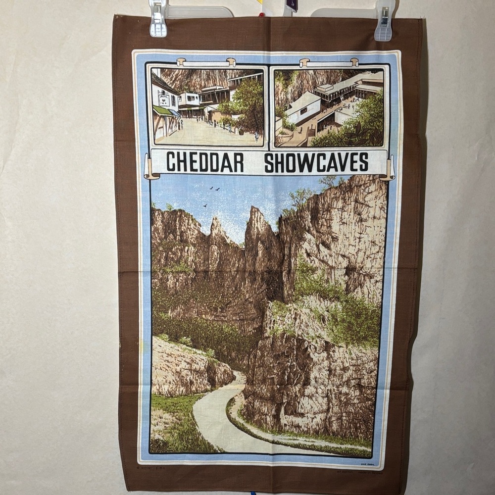 Cheddar Showcaves Souvenir  Tea Towel Tapestry 18.75”x29.5”